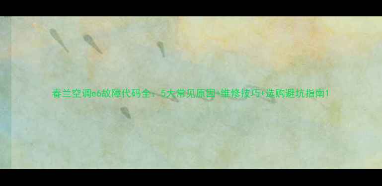 春兰空调e6故障代码全5大常见原因维修技巧选购避坑指南