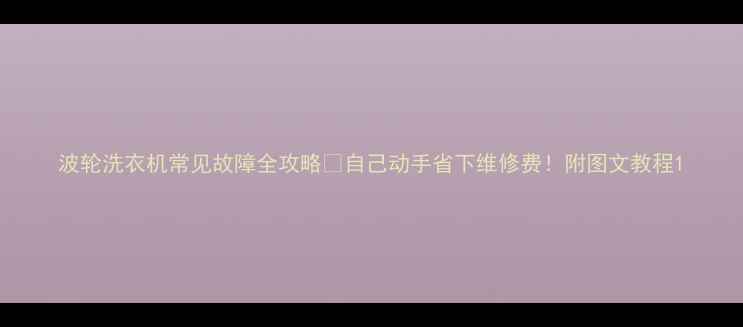 图片 波轮洗衣机常见故障全攻略✅自己动手省下维修费！附图文教程1