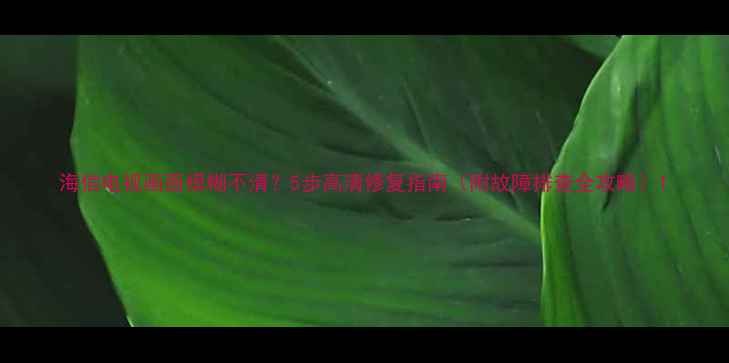 海信电视画面模糊不清5步高清修复指南附故障排查全攻略