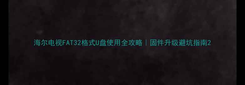 海尔电视FAT32格式U盘使用全攻略固件升级避坑指南