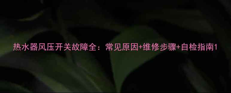 图片 热水器风压开关故障全：常见原因+维修步骤+自检指南1