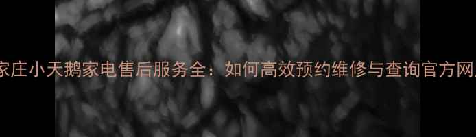 图片 石家庄小天鹅家电售后服务全：如何高效预约维修与查询官方网点2