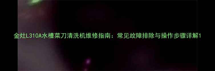 图片 金灶L310A水槽菜刀清洗机维修指南：常见故障排除与操作步骤详解1